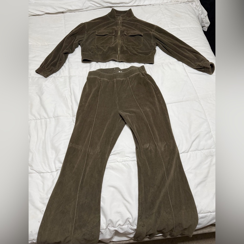 Aerie Corduroy Flare Pants Set - Khaki
